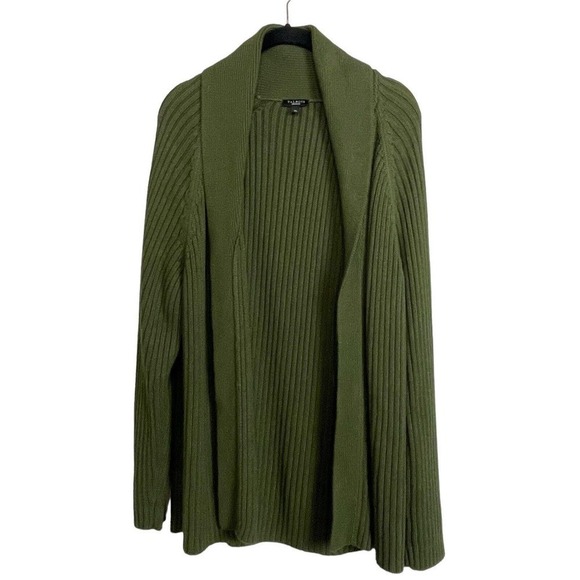 Talbots Long Line Open Front Ribbed Cardigan Sweater Green Size XL‎ - Picture 1 of 6